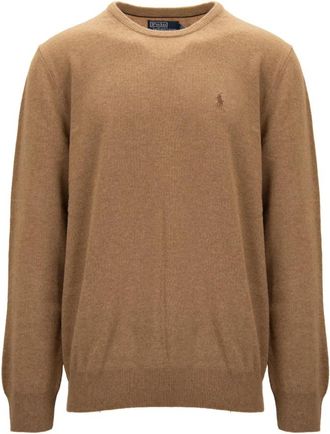 Ralph Lauren Rondgebreide Kleding - Heren - Ronde hals truien - Bruin - XL - Wol - Truien & Vesten