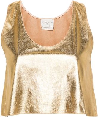 Forte_Forte cropped flared tank top - women - Polyester - 0 - Gold