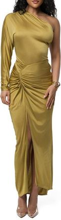 JLUXLABEL Mira Drape Ruched Maxi Skirt in Green at Nordstrom, Size X-Small