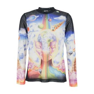 Casablanca Long Sleeve Tops, male, Multicolor, Size: XL Tattoo Mesh Long Sleeve Top