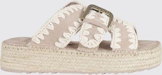 Mou Sandalo Jute Mou in camoscio con cuciture a contrasto