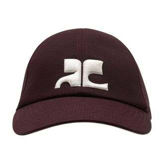 Courr&egrave;ges Womens 326tct050co0134-4010 Ac Logo Cotton Baseball Cap Burgundy
