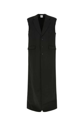 VETEMENTS Black Stretch Wool Coat