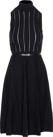 Elisabetta Franchi Abito in maglia con trama &agrave; jo - Dames - Casual kleedjes - Zwart - S - Kleedjes
