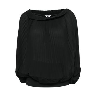 Junya Watanabe Top met plooien en ruches - Dames - Tops - Zwart - Maat: S Wol