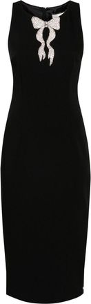 Nissa bow-detail crepe midi dress - women - Polyester/Polyester/Spandex/Elastane/Elastane - 36 - Black