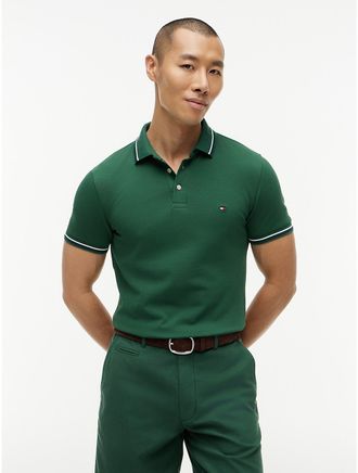 Tommy Hilfiger Mens Slim Fit Tipped Polo - Green - XL
