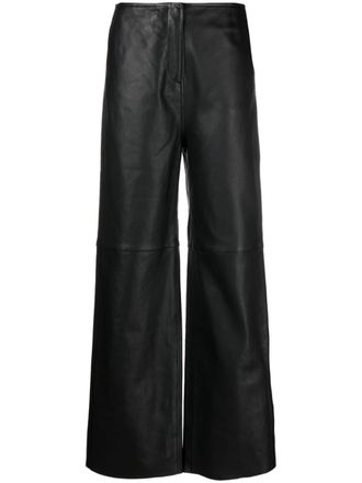 Toteme Tirago straight leren broek - Zwart