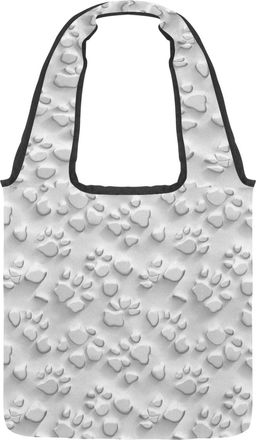 Generic Art White Paw Print Reversible Canvas Shoulder Tote - Double-Sided Print, 12oz Cotton, 27cm Drop, Fold-Flat Bag for Travel, Shopping, Street Outings