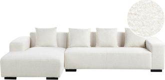 Beliani Corner Sofa 4 Seater LUNGO Boucle White Right Hand