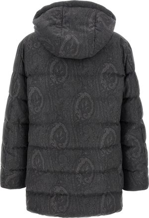 Etro Wool Arnica Paisley Down Jacket - Gray