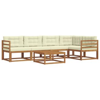vidaXL Conjunto De Sof&aacute;s De Exterior Con Coj&iacute;n 6 Pcs Natural Y Crema Vidaxl