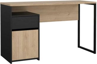 Dmora Escritorio Mele, Escritorio Multiusos, Mesa De Oficina Para Pc, El Plan De Trabajo, 130x48 H77 Cm, Roble Y Negro - Dmora