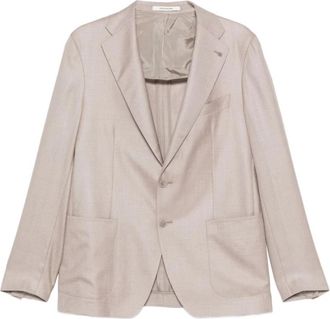 Tagliatore Vesuvio Blazer - Heren - Blazers - Bruin - M - Leer - Jassen