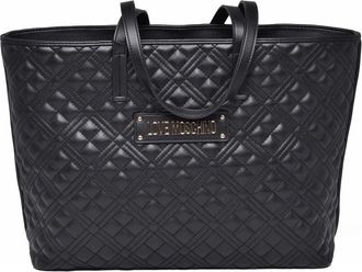 Love Moschino Black Quilted Embossed Branding Polyurethane Tote Bag
