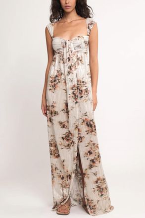 Sabina Mus&aacute;yev Serilda Maxi Dress In Beige Floral Print
