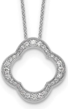 Diamond2Deal 14k White Gold 3/8 Ct Lab Grown Diamond Floral Pendant Necklace 18 Clarity VS, Color D-E