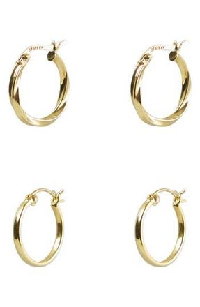 Argento Vivo Set of 2 Hoop Earrings in Gold at Nordstrom Rack