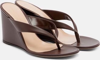 Gianvito Rossi Leather wedge thong sandals