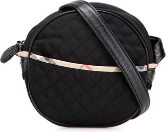 Burberry Pre-owned Cross Body Bags, female, Black, Size: ONE SIZE Pre-owned Quilted Round Crossbody Bag with Adjustable Strap