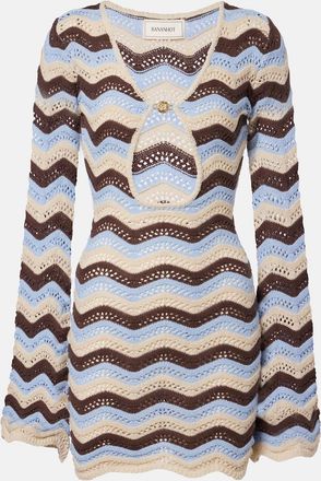 Bananhot Rey striped knitted cotton-blend minidress
