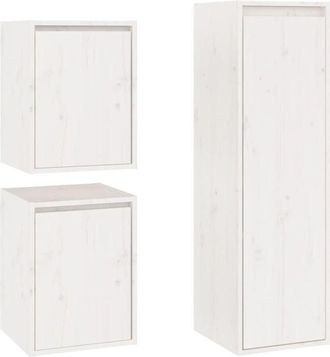 vidaXL Tv Cabinets 3 pcs White Solid Wood Pine Vidaxl