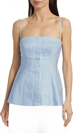SIMKHAI Vivvy Bustier Top In Blue Hydrangea Stripe