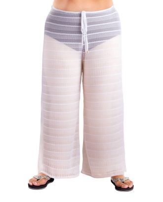 Jordan Taylor Arrow Chevron Textured Tie Front Pants - Plus In White
