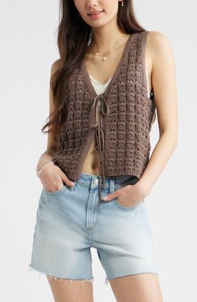 BP. Tie Front Sweater Vest in Brown Quartz at Nordstrom, Size Xx-Small