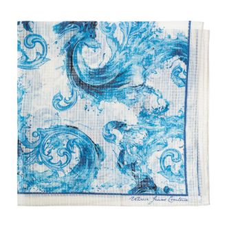Versace Jeans Couture Silky Scarves, female, Blue, Size: ONE SIZE Barocco Pattern Scarf