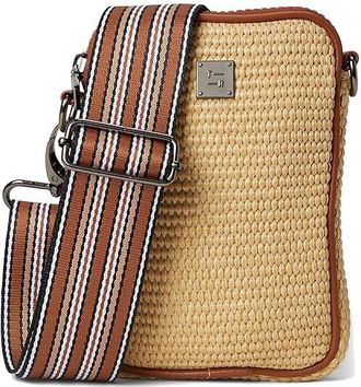 Think Royln Busy Signal Cross Body Womens Handbags Dune Raffia/Saddle, Polyester/Raffia