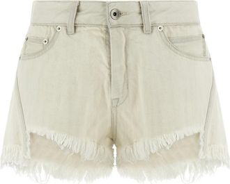 Rick Owens White Bias Cutoffs Shorts