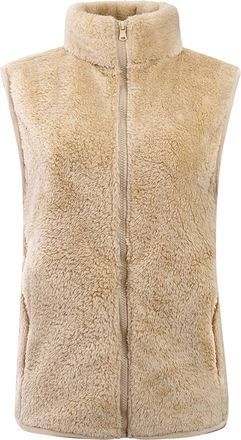 Feoya Fleece Vest Women Polar Soft Bodywarmer Sleeveless Zip Jacket Gilet Warm Fleece Gilet Vest with Pockets Khaki XL