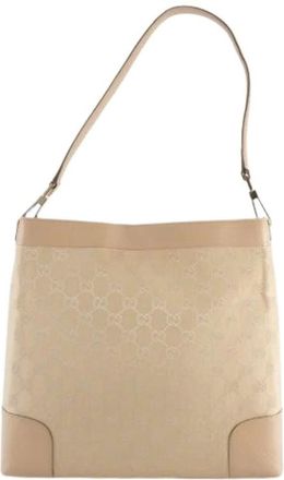 Gucci Pre-owned Shoulder Bags, female, Beige, Size: ONE SIZE Pre-owned Canvas Shoulder Bag