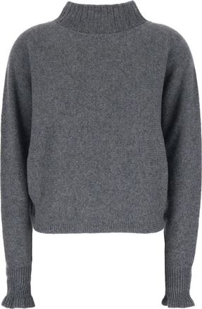 Twinset Turtleneck Trui met Metalen Logo Plaque - Dames - Coltruien - Grijs - M/L - Wol - Truien & Vesten