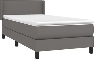vidaXL Cama Box Spring Con Colch&oacute;n Cuero Sint&eacute;tico Gris 90x190 Cm Vidaxl