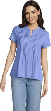Lands End Tall Lightweight Jersey Button Pintuck Top in Clear Blue Sky at Nordstrom, Size X-Large