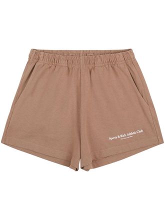 Sporty & Rich Disco Athletic Club-print shorts - Brown