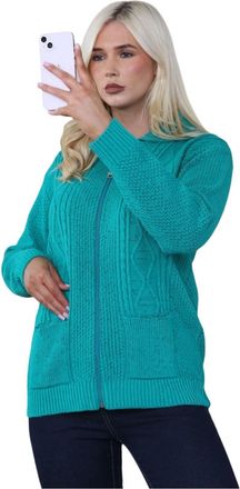 Janisramone Zip-up Cardigans for Women UK, Full Sleeves Solid Color Ladies Cardigan, Knitted Womens Zip up Cardigan, Ladies Cardigans with Pockets for Winters Jad