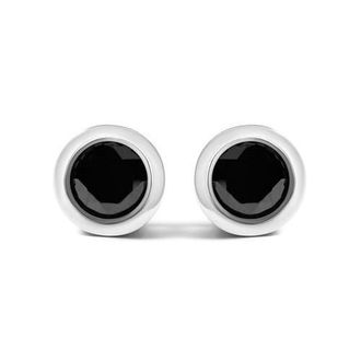 House of Brilliance Silver 5 3/4 Cttw Round Brilliant-Cut Black Diamond Bezel-Set Stud Earrings in White at Nordstrom