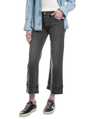 Hudson Rosie High-Rise Asphalt Wide Leg Ankle Raw Hem Jean