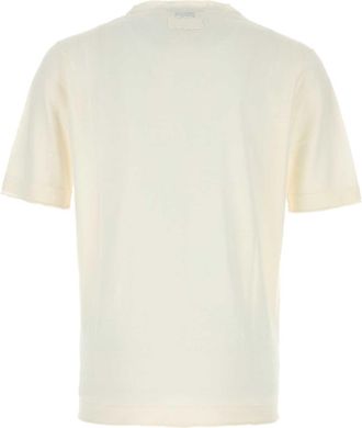 Palt&ograve; Mens Afro T-Shirt White Linen Cotton