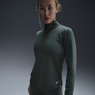 Nike Womens Therma-FIT One Long-Sleeve 1/2-Zip Top in Green | DD4945-338