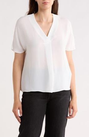 Elie Tahari V-Neck Short Sleeve Top in Ivory at Nordstrom Rack, Size X-Small