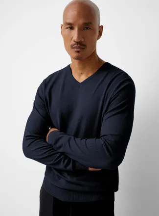 Le 31 Mens Minimalist V-neck sweater