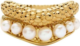 Missoma Pearl Baya 18kt Gold-plated Stacking Ring set - N (UK N / US 6.75)