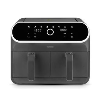 Tower T17194 Elite Dual Basket Air Fryer w/ Digital Control Panel, Match Cook & Smart Finish Functions, 8 Cooking Presets, Vortx Technology, 8L
