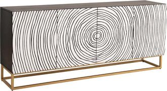 Global Interiors Massivholz Design Sideboard Zen Circle, 177 x 75 cm - Weiss