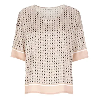KANGRA Overhemden, Dames, Roze, XS, Kasjmier, Roze Kasjmier Viscose Geometrische Blouse