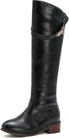 Generic Womens Knee High Riding Boots with Flat Heel, Versatile for Work and Daily Use,Black,5.5 UK